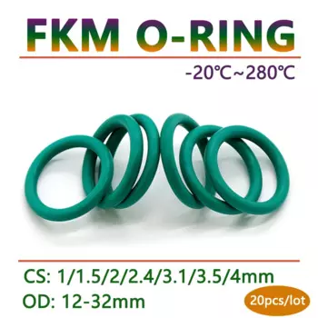 20 шт. CS 1 1,5 2 2,4 3,1 4 мм зеленый FKM фторрезиновое уплотнительное кольцо, прокладка OD 12-32 мм, уплотнительное кольцо, мойка, масло и кислотоустойчивость