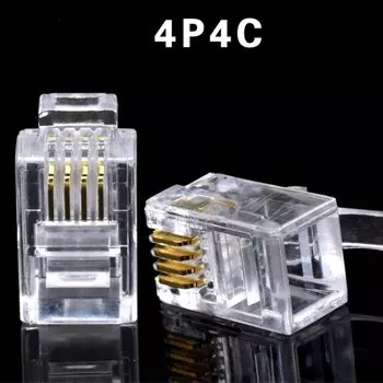 20 шт. кристальная головка RJ11 4P4C модульный разъем позолоченные сетевые разъемы
