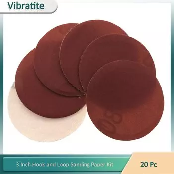 20 Шт Круглый диск для наждачной бумаги диаметром 3 дюйма 75 мм с наждачными листами зернистостью 40-1000 Шлифовальный диск с крючком и петлей для шлифования пола красные полировальные диски