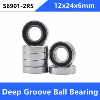 20 шт./лот ABEC-5 S6901-2RS S6901RS подшипник из нержавеющей стали 12x24x6 мм Глубокий шаровой подшипник паза 12*24*6 мм 6901 2RS 6901-2RS 6901RS