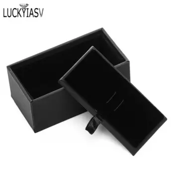 20 шт./лот, черный кожаный зажим для галстука, коробка для хранения, органайзер для ювелирных изделий, мужская подарочная коробка 8,5*4,5*3,5 см