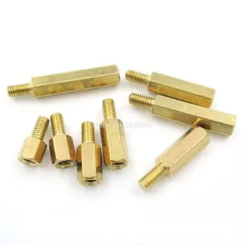 20 шт./лот шестигранные латунные проставки M3 с наружной резьбой M3 * 5/6/8/10/12/15/18/20 + 6 мм М3 шестигранные винты