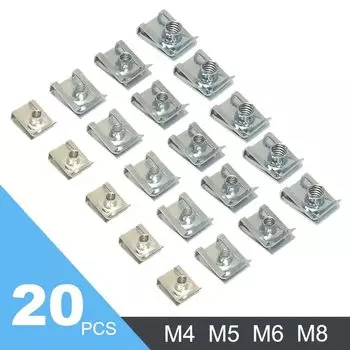 20 шт. M4 M5 M6 M8 Пружинные стальные U-образные зажимы для автомобиля с резьбой 8 мм 5 мм 6 мм 4 мм язычковые гайки для автомобиля мотоцикла скутера вездехода мопеда