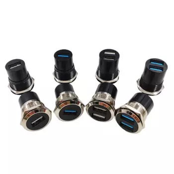 20 шт., отверстия для панели, 24 металлические круглые D-образные USB 2,0 3,0 с одним портом и двумя гнездовыми разъемами, водонепроницаемый шов