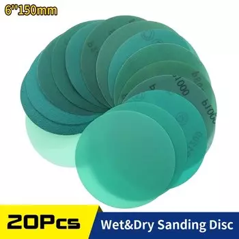 20 шт. шлифовальные диски на липучке, 6 дюймов, ПЭТ-пленка, 150 мм, наждачная бумага, зернистость 60-2000, для автомобильной деревообработки, отделки, шлифовальные машины DA