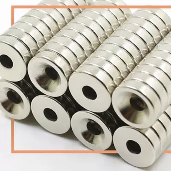 20 шт. сильное постоянное магнитное кольцо 10x3 мм с потайной головкой, круглое (серебро)