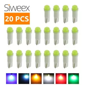 20 шт. T5 1 светодиодный DC12V керамический датчик приборной панели, керамический автомобильный боковой клиновой светильник, лампа красного/зеленого/желтого/синего/белого цвета