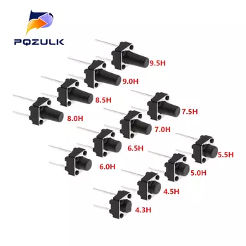 20 шт. тактильные переключатели PQZULK 6x6x4.3/5/6/7/8/9/10 мм