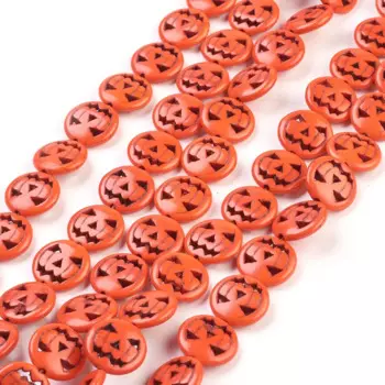 20 Strand Synthetic Turquoise Beads Strands Dyed Halloween Pumpkin for Making DIY Jewelry Necklace Earring Bracelet Supplies
