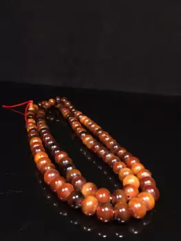 20"Tibetan Temple Collection Old Natural Horns Polish 108 Buddha Beads Necklace Pendant Amulet Dharam Town house Exorcism