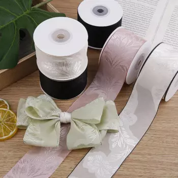 20 Yards 50MM Jacquard Flowers Floral Snow Yarn Ribbon Hair Bows DIY Crafts Handmade Accessories Material Gift Wrapping Sewing