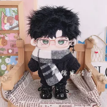 20cm Doll Clothes Cheap Special Comic Youth Suit Haige Scarf Black Sweater Cotton Doll Clothes Change Dolls Accessories Cute Toy