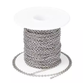 20m/roll 3x2x0.6mm 304 Stainless Steel Cross Chains Link Chain Cable Chains with Spool for Jewelry Making DIY Bracelet Necklace