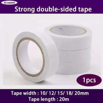 20m White Super Strong Double Sided Adhesive Tape Paper Strong Ultra-thin High-adhesive Cotton Double-sided Tape for Home Office