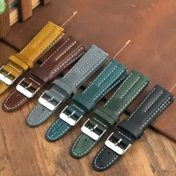 20mm 22mm Calfskin Straps Watchbands Brown Coffee Green Blue Bracelet Crazy Horse Leather Watch Band for Panerai