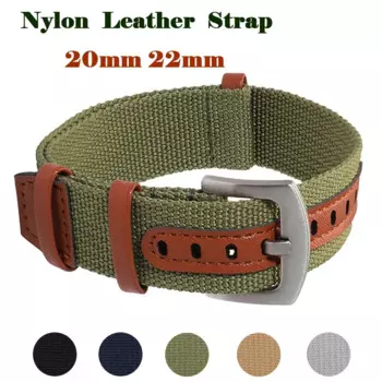 20mm 22mm Fashion Nylon Patch Leather Watch Band Nylons Canvas Braided Watches Strap Soft Bracelet for Hamilton Khaki Field