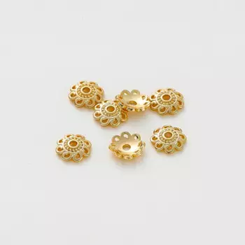 20Pcs 14K/18K Gold Color Plated Brass 8mm Lotus Flower Cap Beads Caps for DIY Bracelet Necklace Jewelry Making Accessories