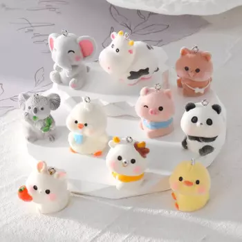 20pcs 3D Cute Flocking Cartoon Animal Pendant for Mobile phone accessories Earring Keychain Making DIY Accessories Wholesale