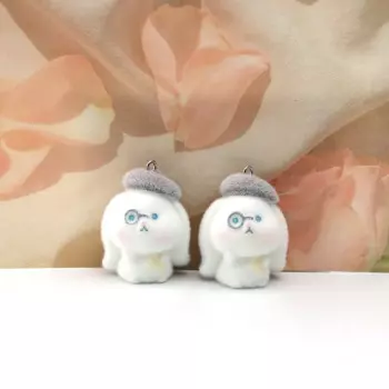 20pcs 3D Flocking Resin Cute Animal Charms Rabbit Dolls Pendants for Necklace Bracelet DIY Making Jewelry Accessories Wholesale
