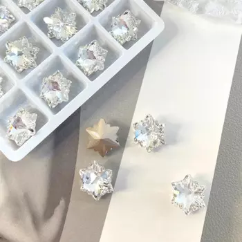 20PCS 3D Snowflake Nail Art Rhinestone Charms Accessories Crystal Diamond Gem Stone Parts For Manicure Nails Decoration Supplies