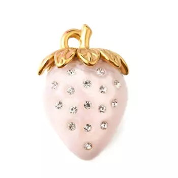 20Pcs 3D Strawberry Charm 304 Stainless Steel Acrylic Fruits Pendant for DIY Bracelet Necklace Jewelry Making Decor 31.5x21x15mm