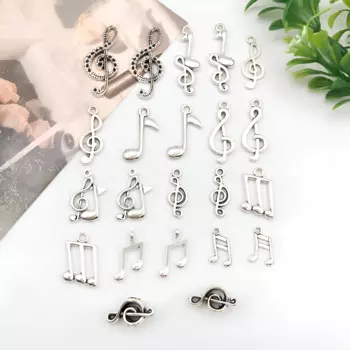 20PCS antique silvery music symbol pendant DIY bracelet necklace earring jewelry making Christmas back to school fashion pendant