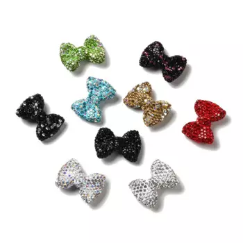 20Pcs Bowknot Polymer Clay Rhinestone Beads Colorful Disco Crystal Clay Beads for DIY Earring Necklace Bracelet Jewelry Making