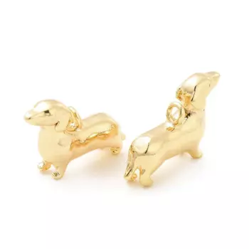 20pcs Brass Cute Dog Charms Dachshund Puppy Pendants Real 18K Gold Plated for Necklace Choker Jewelry Making DIY Accessories
