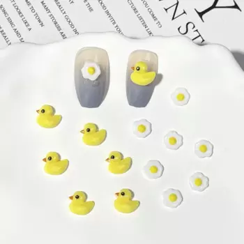 20pcs Cute Cartoon Yellow Mini Duck Nails Charms Kawaii 3D Resin Funny Nail Accessories Jewelry DIY Nail Art Decorations Parts