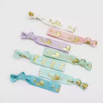 20Pcs Gold Mermaid Knotted Hair Ties Wholesale Elastic Hair Band Girls Ponytail Holder Bracelet Wristband Hair Accessories