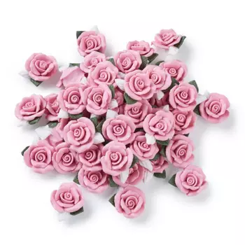 20Pcs Handmade Flatback Polymer Clay Rose Flower Cabochon Porcelain Beads Charms For DIY Craft Jewelry Making Accessories
