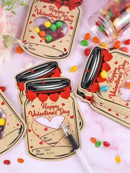 20pcs Happy Valentines Day Gift Bags Drift Bottle Greeting Card Wedding Party Classroom Exchange Fun Pack DIY Packaging Decor