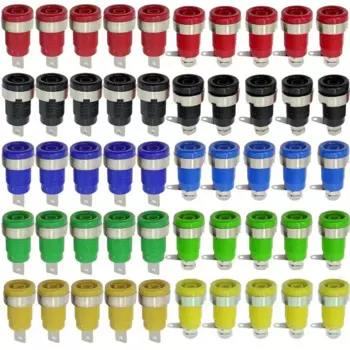 20PCS Insulated Safety 32A 4mm Banana Socket Terminal 5 Colors Female Jack Panel Mount Socket Binding Post Wire Connector