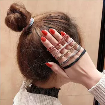 20Pcs Korean Solid Colour Hair Rings Women Hair Ties Do Not Hurt Hair Small Rubber Rings Simple Temperament Out Hair Accessories