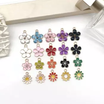 20PCS Mixed Drip Oil Flower Pendant DIY Bracelet Necklace Earring Accessories Making Christmas Back to School Fashion Pendant