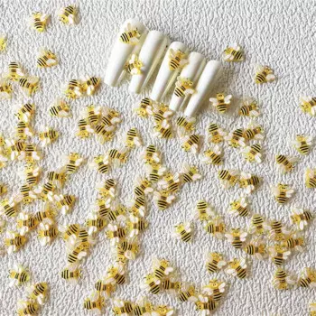 20pcs Nail Resin Art Charms Colorful Bear/Bee/Insect for Nails DIY Decoration Vividly Yellow Cartoon Bee Shape Manicure Decors