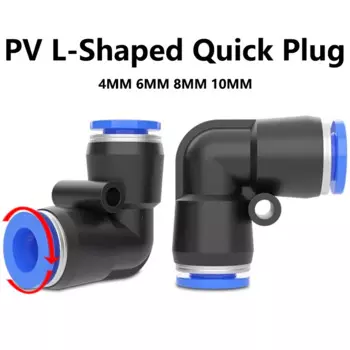 20PCS PV 90 Degree 2 Way Pneumatic Quick Fitting Elbow Plastic Air Parts Pipe Push In Water Quick Connector 4mm 6mm 8mm 10mm