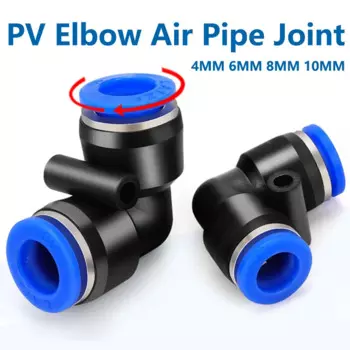 20PCS PV 90 Degree Pneumatic Quick Fitting Elbow Plastic Air Parts Pipe Push In Water Quick Connector 2 Way 4mm 6mm 8mm 10mm