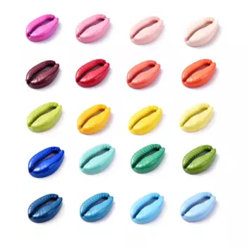 20pcs/set Mixed Color Baking Painted Alloy Beads Cowrie Shell Shape Bracelet Bead for Jewelry Making DIY Findings 19.4x12.5x10m