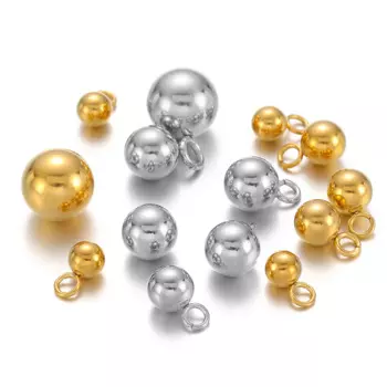 20pcs Stainless Steel Solid Ball Charms Pendants Beads for DIY Jewelry Necklace Findings Bracelets Supplies Earrings Making