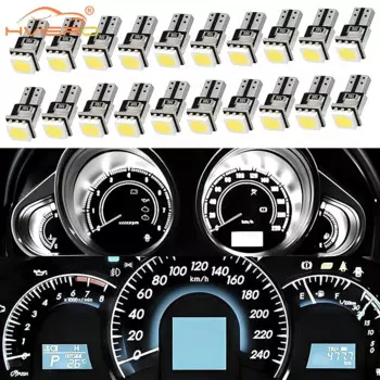 20 шт. T5 5050 1smd приборные фонари постоянного тока 12 В приборная панель внутренний свет предупреждающий индикатор белый автомобильный датчик боковая лампа купольная лампа