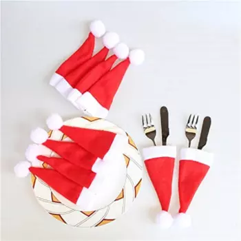 20Pcs Tableware Holder Bag Christmas Hat Christmas 2024 Christmas Decorations Home Decor Accessories Kitchen Tablewar Holder