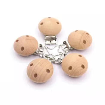 20pcs Wooden Pacifier Clip Nursing Accessories Beech Pacifier Clips Chewable Teething Diy Dummy Clip Chains Baby Teether Parts