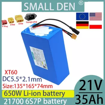 21 В, 35 Ач 21700 6S7P, уличная резервная батарея с аккумулятором BMS 30 А, литий-ионный аккумулятор, аккумулятор для электроинструмента 650 Вт