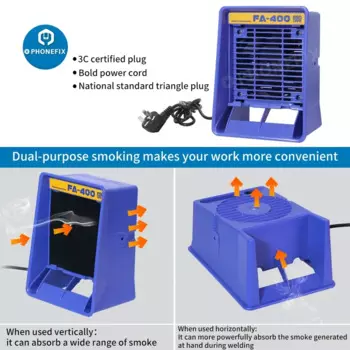 220 В/110 В паяльник дымопоглотитель ESD вытяжка инструмент для курения с 1 шт. бесплатный фильтр с активированным углем губка FA-400