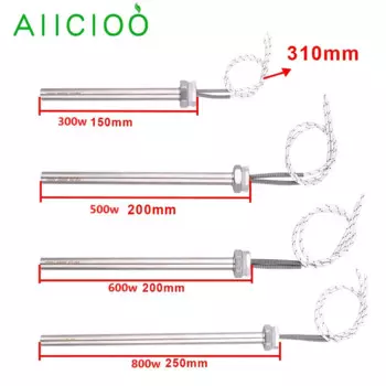 Нагревательный элемент для картриджа 220 В, цилиндрический нагревательный элемент M16, резьба 300 Вт/500 Вт/600 Вт/800 Вт