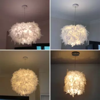 220V Modern Pendant Ceiling Light LED E27 Fairy Feather Droplight Bedroom Study Room Decoration Creative Chandelier Hanging Lamp