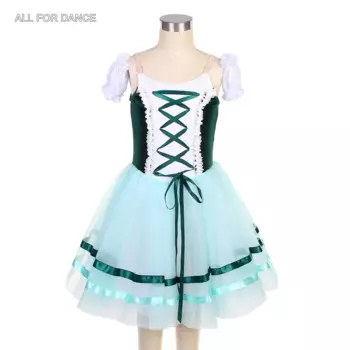 22252 Балетные пачки для девочек, танцевальные платья, темно-зеленый бархатный лиф с прикрепленной юбкой-пачкой романтической длины, костюмы балерины