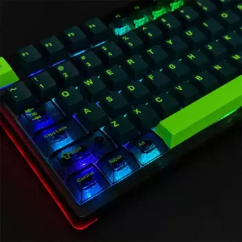 222 клавиши, прозрачные зеленые колпачки для клавиш, высота вишни, ABS, ПК, термосублимация, сделай сам, для 61, 87, 98, 104, 108 клавиш, механическая клавиатура