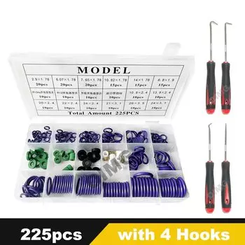 225 шт. набор уплотнительных колец NBR для автомобильной системы кондиционера R22/R134a, уплотнительное кольцо компрессора кондиционера, прокладки, резиновый инструмент для ремонта шайбы